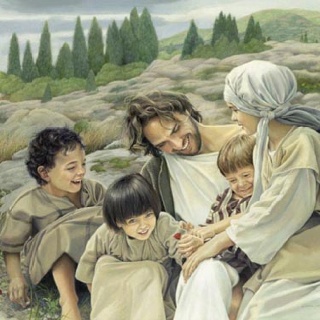 christ laughing with kids